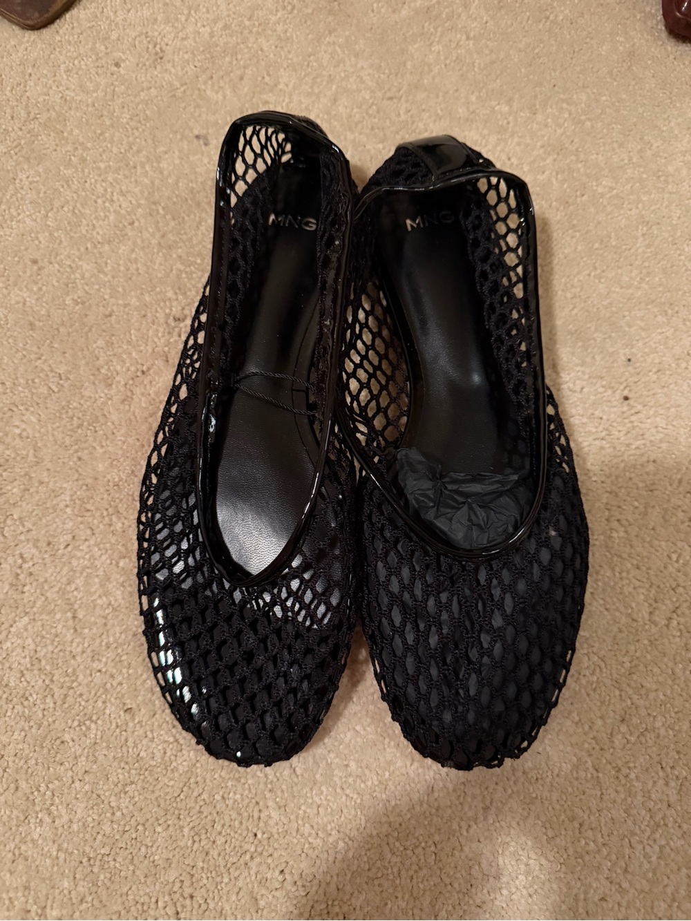 Mango Black Mesh Slip-On Flats - Picture 1 of 2